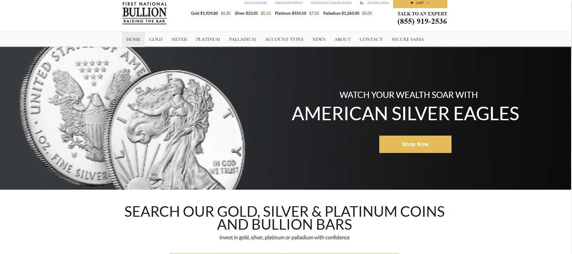 Monex Precious Metals homepage